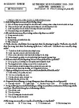 Đề tham khảo thi học kì II môn Sinh học Lớp 12 - Năm học 2018-2019 - Sở giáo dục và đào tạo TP. Hồ Chí Minh
